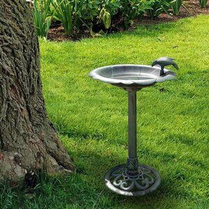NEW 31" Tall Outdoor Antique Flower Birdbath with Bird Decoration Yard Statue